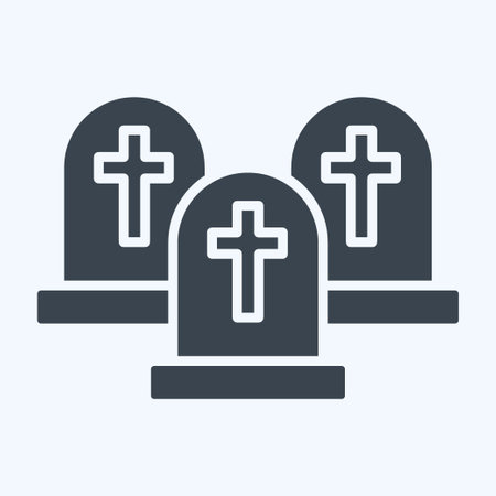 Icon Graveyard. related to Halloween symbol. glyph style. simple design illustrationのイラスト素材