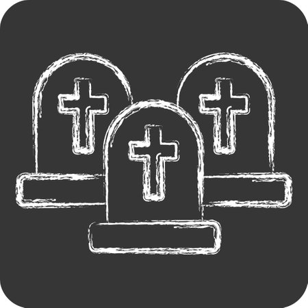 Icon Graveyard. related to Halloween symbol. chalk Style. simple design illustrationのイラスト素材
