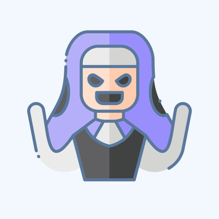 Icon Nun. related to Halloween symbol. doodle style. simple design illustrationのイラスト素材