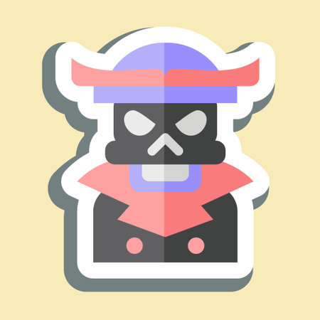 Sticker Pirate Skeleton. related to Halloween symbol. simple design illustrationのイラスト素材