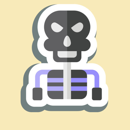 Sticker Skeleton. related to Halloween symbol. simple design illustrationのイラスト素材