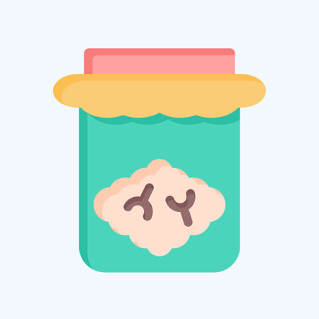 Icon Brain Jar. related to Halloween symbol. flat style. simple design illustrationのイラスト素材