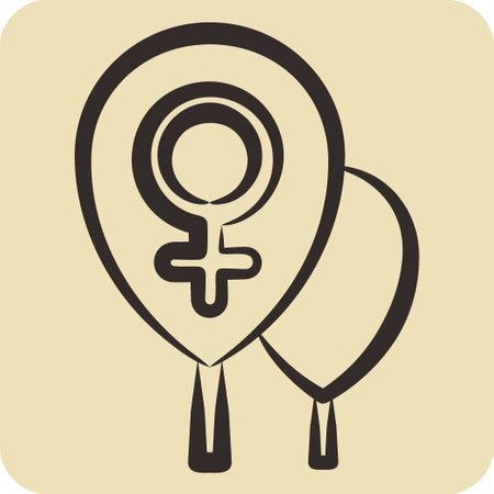 Icon Ballons. related to Woman Day symbol. hand drawn style. simple design illustrationのイラスト素材