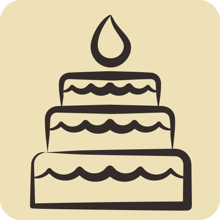 Icon Cake. related to Woman Day symbol. hand drawn style. simple design illustrationのイラスト素材