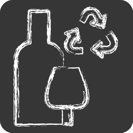 Icon Glass Recycling. related to Recycling symbol. chalk Style. simple design illustrationのイラスト素材