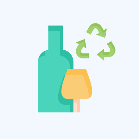 Icon Glass Recycling. related to Recycling symbol. flat style. simple design illustrationのイラスト素材