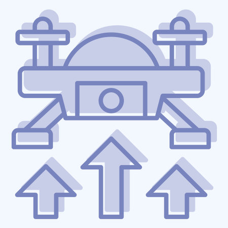 Icon Fly Up. related to Drone symbol. two tone style. simple design illustration 1のイラスト素材