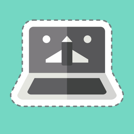 Sticker line cut Online Game. related to Online Game symbol. simple design illustrationのイラスト素材