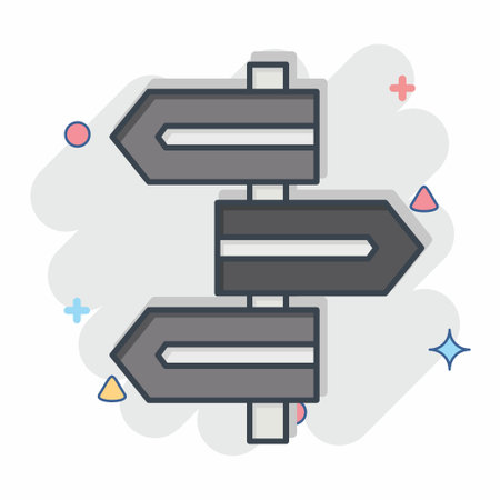 Icon Direction Sign. related to Navigation symbol. comic style. simple design illustrationのイラスト素材
