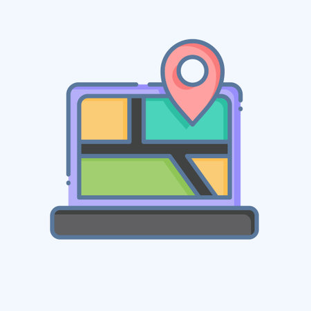 Icon Map Location. related to Navigation symbol. doodle style. simple design illustrationのイラスト素材