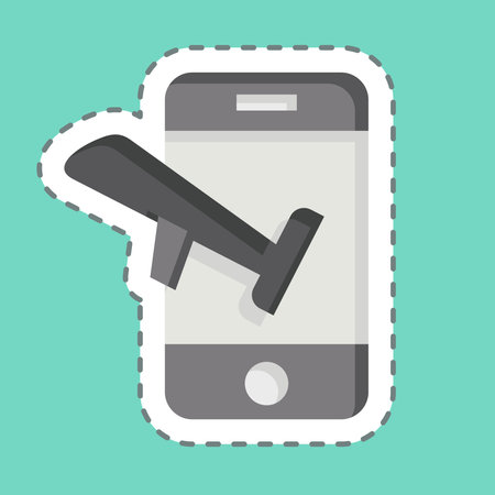 Sticker line cut Mobile Check In. related to Hotel Service symbol. simple design illustrationのイラスト素材