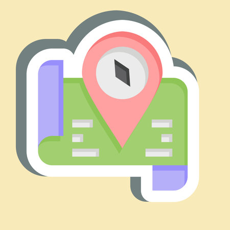 Sticker Tourist Map. related to Hotel Service symbol. simple design illustrationのイラスト素材