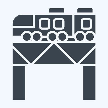 Icon Bridge Over The River Train. related to Train Station symbol. glyph style. simple design illustrationのイラスト素材