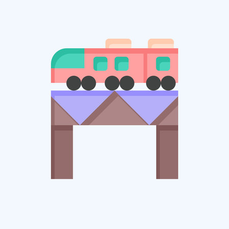 Icon Bridge Over The River Train. related to Train Station symbol. flat style. simple design illustrationのイラスト素材