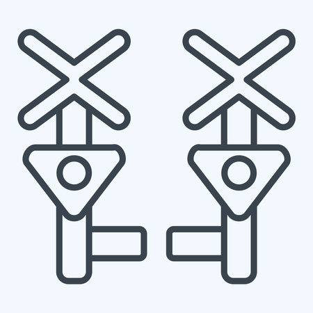 Icon Level Crossing. related to Train Station symbol. line style. simple design illustrationのイラスト素材
