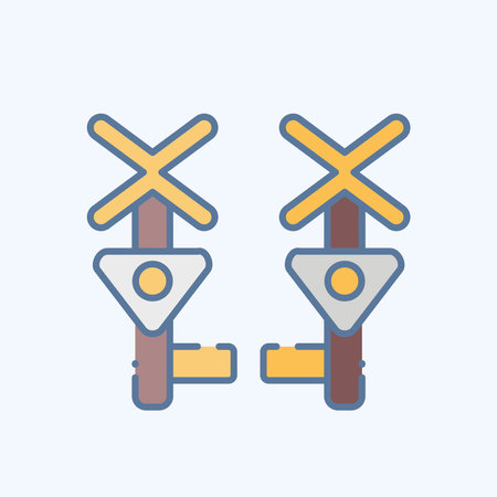 Icon Level Crossing. related to Train Station symbol. doodle style. simple design illustrationのイラスト素材