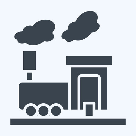 Icon Train Smoke. related to Train Station symbol. glyph style. simple design illustrationのイラスト素材