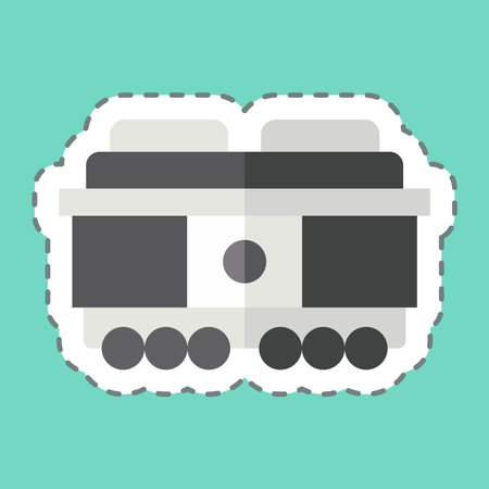 Sticker line cut Freight Car. related to Train Station symbol. simple design illustrationのイラスト素材