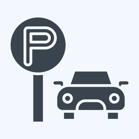 Icon Parking Area. related to Smart City symbol. glyph style. simple design illustrationのイラスト素材