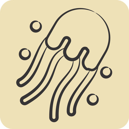 Icon Jelly Fish. related to Seafood symbol. hand drawn style. simple design illustrationのイラスト素材