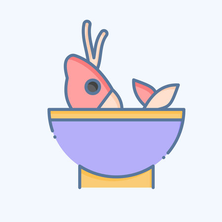 Icon Soup Sea. related to Seafood symbol. doodle style. simple design illustrationのイラスト素材