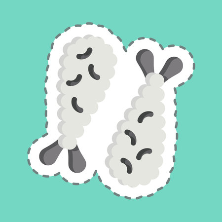 Sticker line cut Ebi Fry. related to Seafood symbol. simple design illustrationのイラスト素材