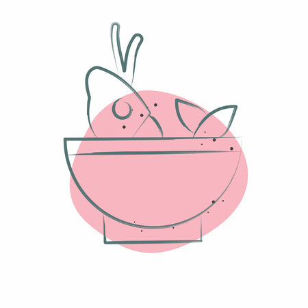 Icon Soup Sea. related to Seafood symbol. Color Spot Style. simple design illustrationのイラスト素材