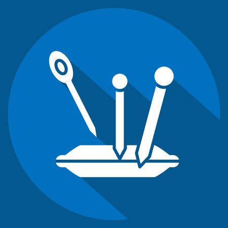 Icon Needle. related to Sewing symbol. long shadow style. simple design illustrationのイラスト素材