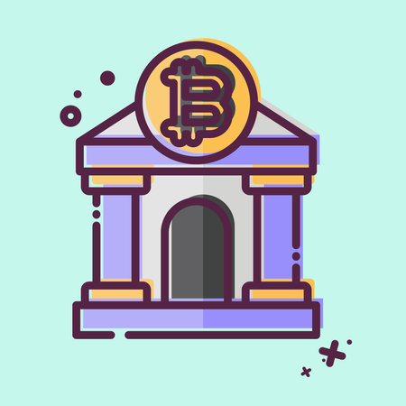 Icon Bitcoin Bank. related to Cryptography symbol. MBE style. simple design illustrationのイラスト素材