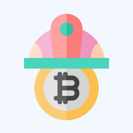 Icon Bitcoin Minor Hat. related to Cryptography symbol. flat style. simple design illustrationのイラスト素材