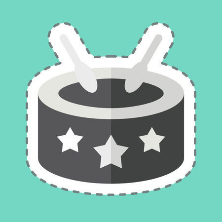 Sticker line cut America Drum. related to America symbol. simple design illustrationのイラスト素材