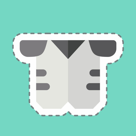 Sticker line cut Armour. related to Rugby symbol. simple design illustrationのイラスト素材