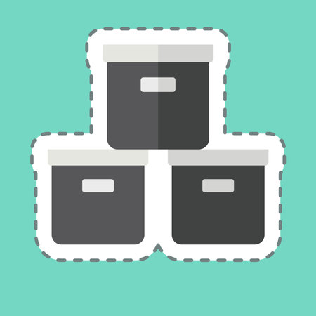 Sticker line cut Box. related to Office symbol. simple design illustrationのイラスト素材
