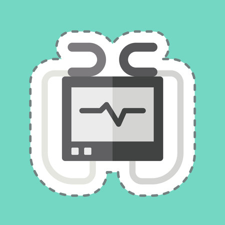 Sticker line cut Defibrillator Machine. related to Emergency symbol. simple design illustrationのイラスト素材