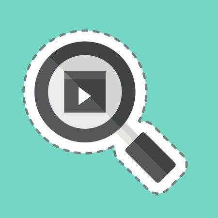 Sticker line cut Movie Search. related to Cinema symbol. simple design illustrationのイラスト素材
