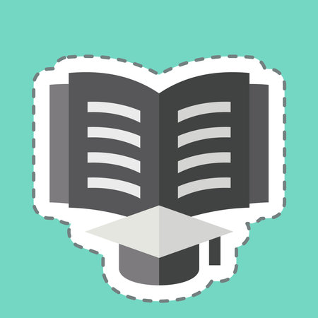 Sticker line cut Study. related to Book symbol. simple design illustrationのイラスト素材