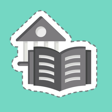 Sticker line cut Library. related to Book symbol. simple design illustrationのイラスト素材