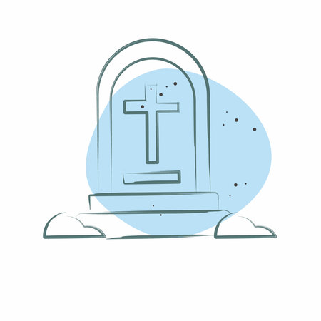 Icon Grave Stone. related to War Military symbol. Color Spot Style. simple illustrationのイラスト素材