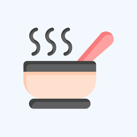 Icon Soup Bowl. related to Breakfast symbol. flat style. simple illustrationのイラスト素材
