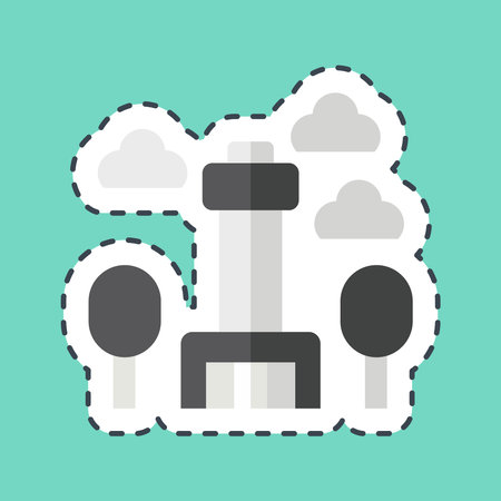 Sticker line cut Seoul Tower. related to Korea symbol. simple illustrationのイラスト素材