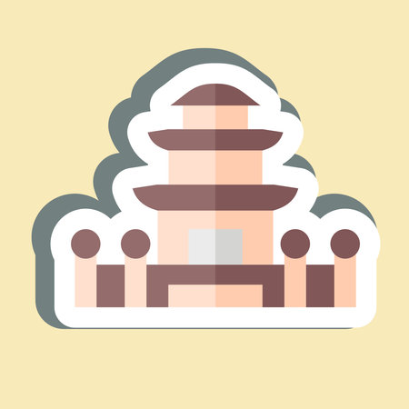 Sticker Pagoda. related to Korea symbol. simple illustrationのイラスト素材