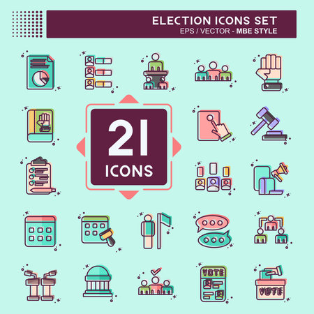 Icon Set Election. related to Education symbol. MBE style. simple design editableのイラスト素材