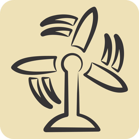 Icon Wind Turbine. related to Air symbol. hand drawn style. simple design editableのイラスト素材