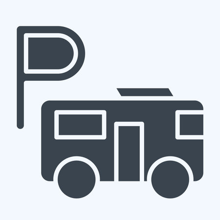 Icon Bus Parking. related to Parking symbol. glyph style. design editableのイラスト素材