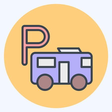 Icon Bus Parking. related to Parking symbol. color mate style. design editableのイラスト素材