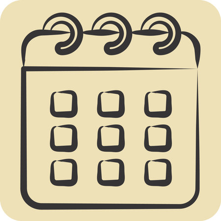 Icon Calendar. related to Retirement symbol. hand drawn style. design editableのイラスト素材