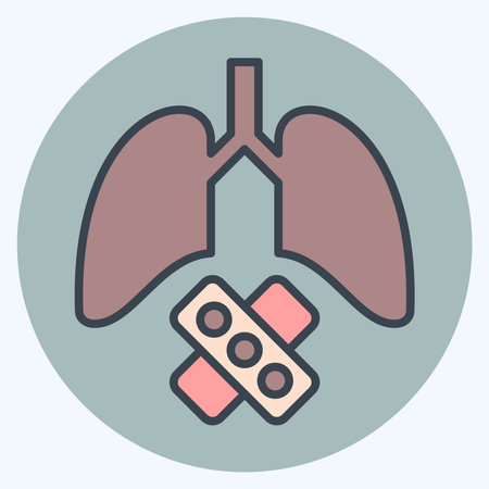Icon Damaged Lungs. related to Smoking symbol. color mate style. design editableのイラスト素材