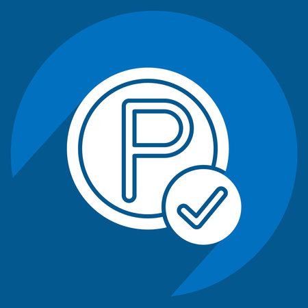 Icon Parking Time. related to Parking symbol. long shadow style. design editableのイラスト素材