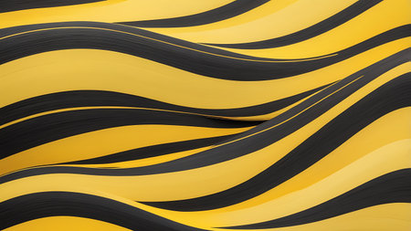 Yellow base with chaotic black spiral strokes creating intense visual energyの素材