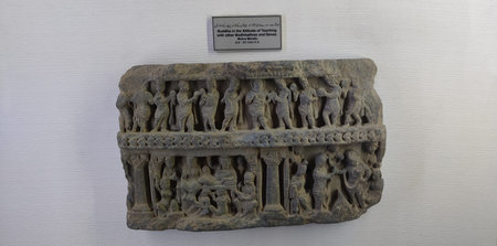 Buddhist Art Buddha Teaching with Bodhisattvas and Devas from Mohra Moradu Gandhara 2nd to 5th Century, Taxila, Pakistan, September 11 2025のeditorial素材